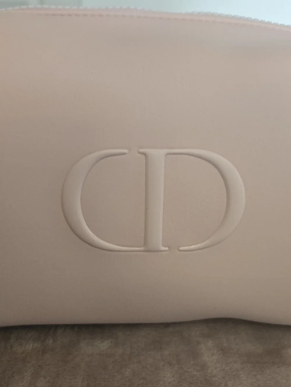 Christian Dior Pink CD Logo Cosmetic / Makeup Pouch White Zip